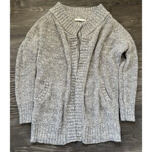 PrAna Callisto Grey Knit Duster sweater Cardigan‎ L Cottage Cabin Granny Core